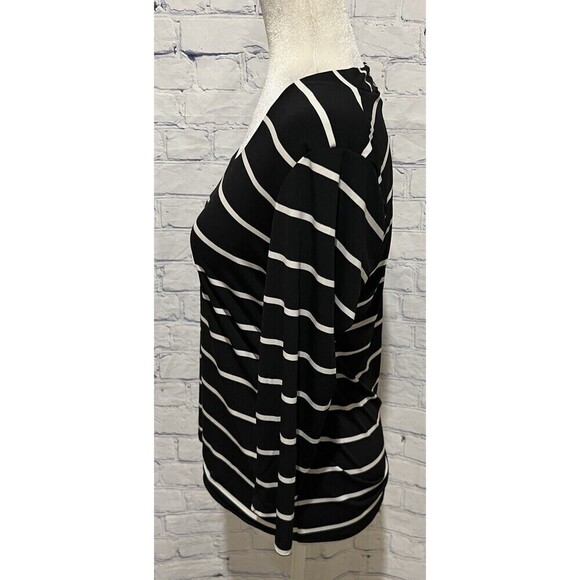 NWT Context long sleeve black-and-white striped blouse top size medium - Picture 3 of 7